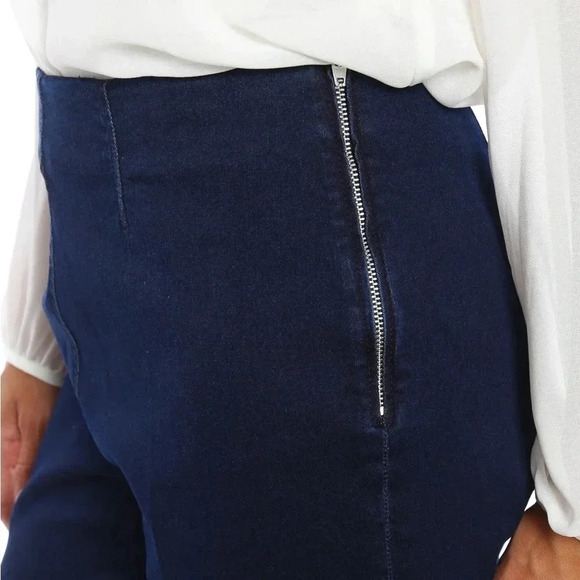 Piazza Sempione blue stretch denim crop pants side zip Size 42 Size 6 - Picture 4 of 13